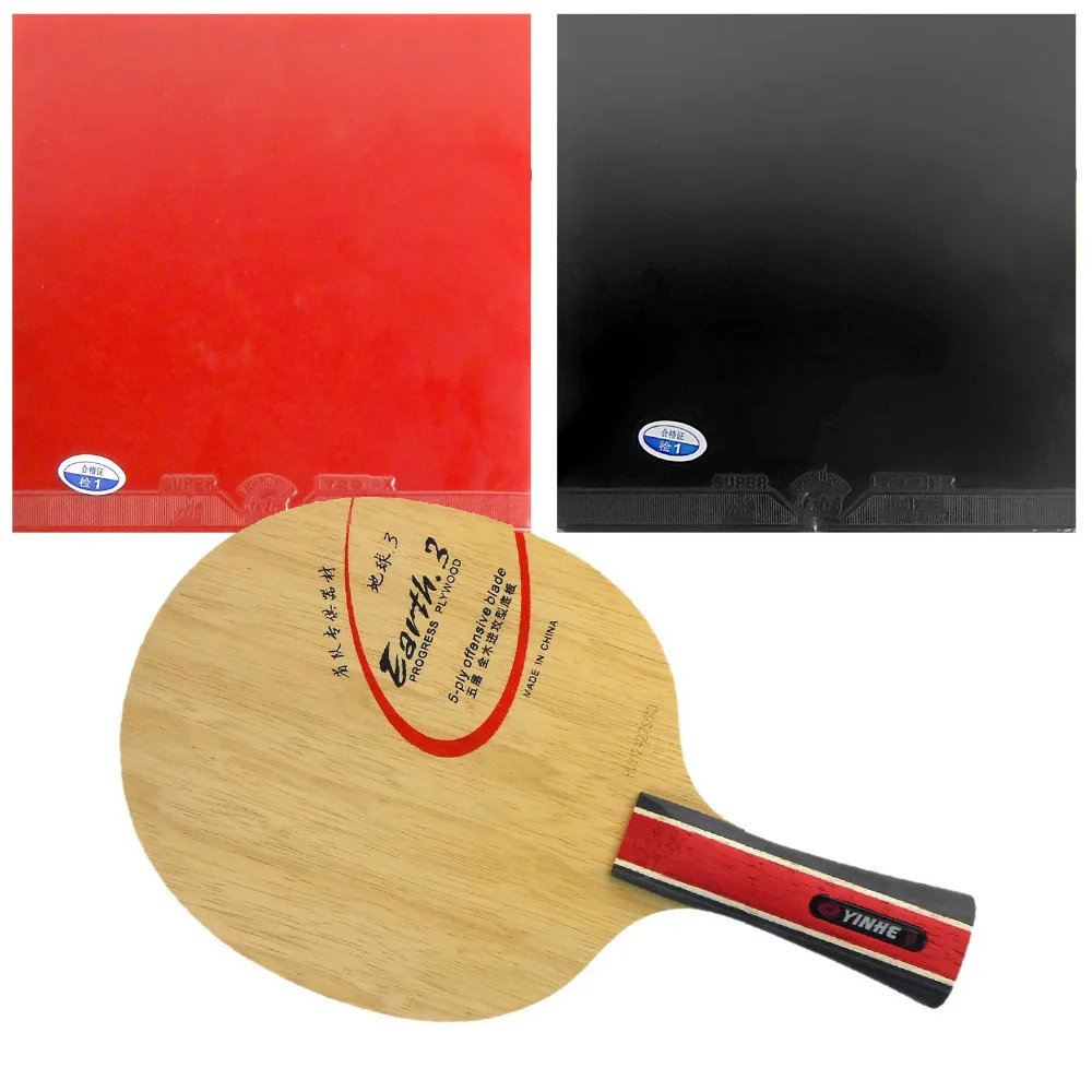 

Pro Table Tennis Combo Paddle / Racket: Galaxy YINHE Earth.3 Blade with 2x 729 Super FX Rubbers shakehand Long Handle FL