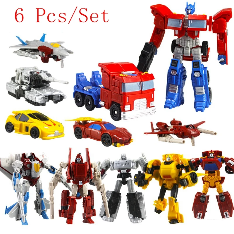 6 Pcs Set Transformation Robots font b Toys b font Deformation Cars Robots Action Figures PVC