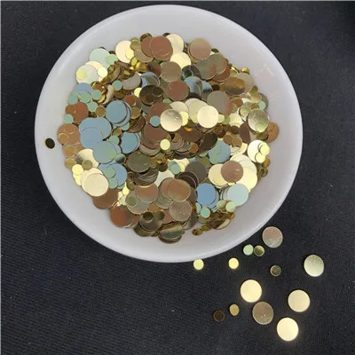 Light Gold Color 2400 шт./лот мульти Размеры 3 мм 6 мм Круглый Dot форма, Сыпучие блёстки пайетками ногтей Красота, сумки, украшения, свадебные конфетти украшения - Цвет: Light Gold Color