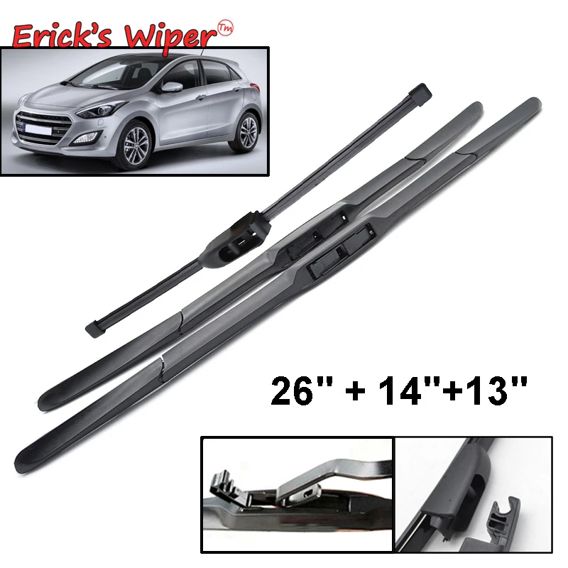 Hyundai Santa Fe 2012on full set of windscreen wiper blades 26"14"14