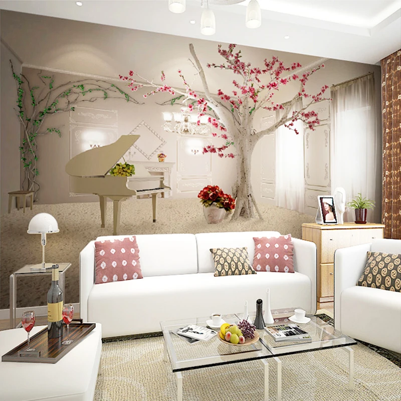 sala de estar pano fundo pintura 3d parede 03
