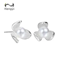 Hengyi завод Цветок 925 пробы серебро серьги стержня для Для женщин Романтический прекрасный свадебные подарки ювелирные изделия