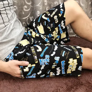 

Men's Pants Short Cotton Silk Pants wear outer Men Sleep Bottoms Shorts Plaid Pyjamas mens sleeping shorts