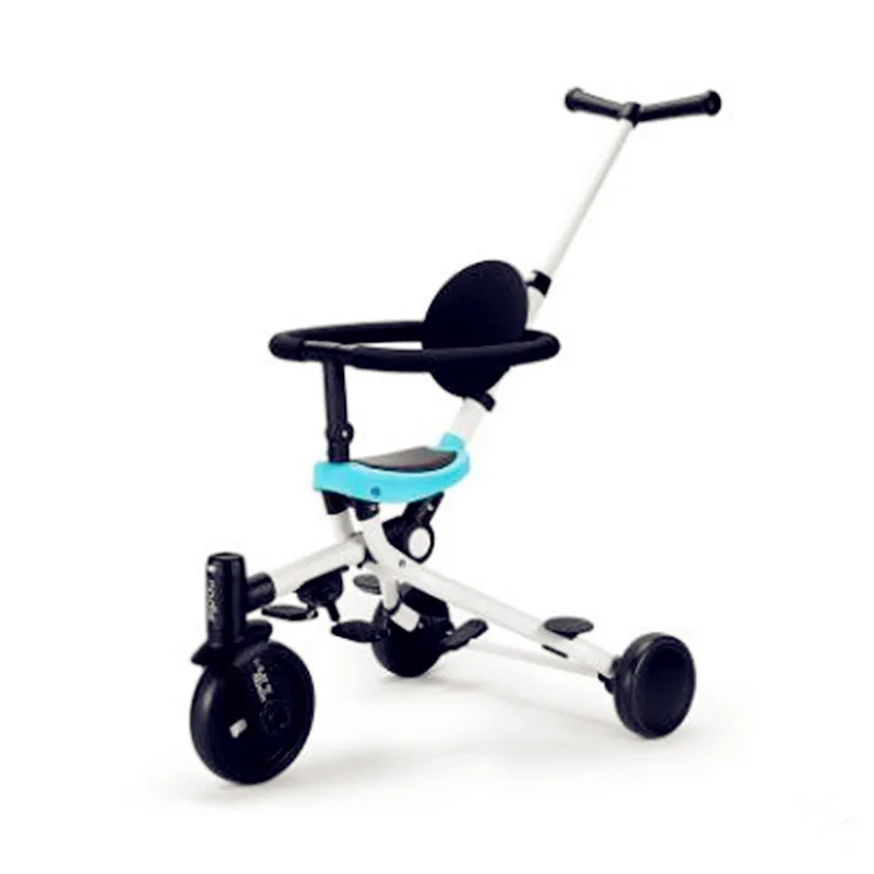 Ручная нажимная новая детская трехколесная тележка для 2-3-6 лет, легкая складная велосипедная коляска - Цвет: Синий