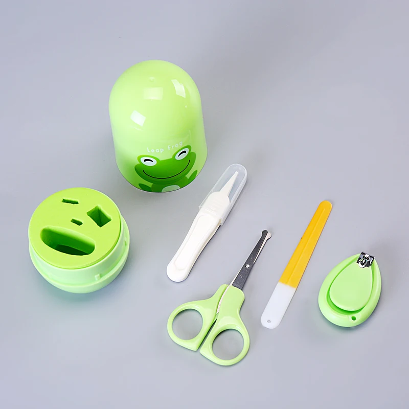 4 pcs Baby Healthcare Kits Baby Nail Care Set Infant Finger Trimmer Scissors Nail Clippers Cartoon Animal Storage Box for Travel