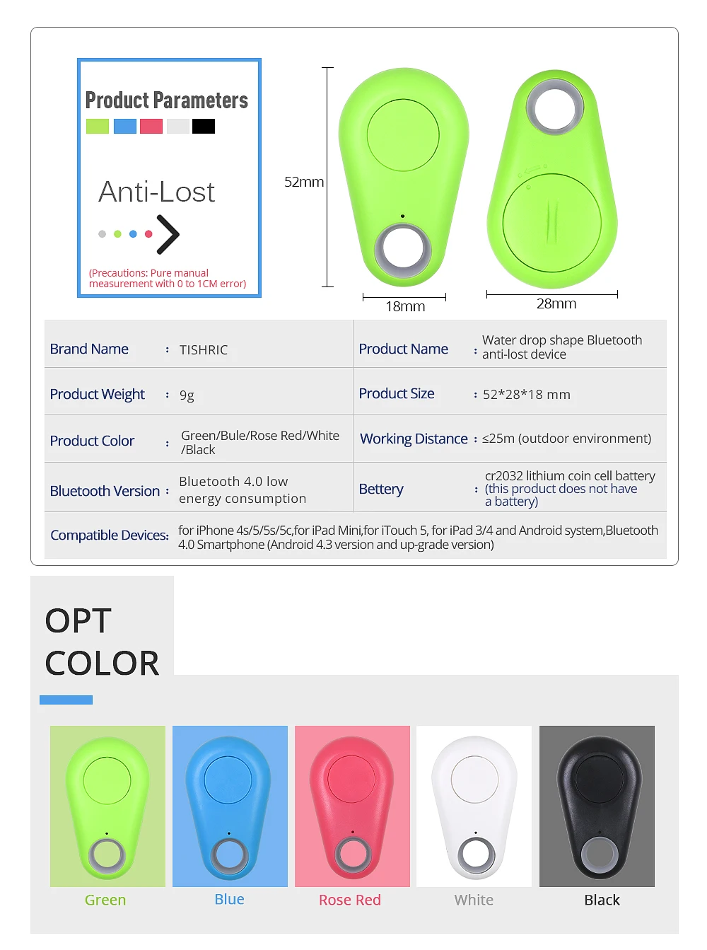 TISHRIC Hot Keyfinder Wallet Dog Cat kids GPS locator anti lost keychain Smart Search Bluetooth Tracker Tag itag Key Finder  (9)