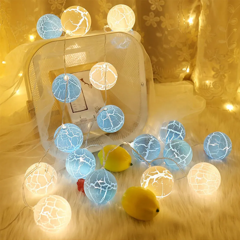 

LED Garland Balls String Lights Weeding Party Crack Lights String Battery Power 10/20leds LED Ball String Light for Window Home
