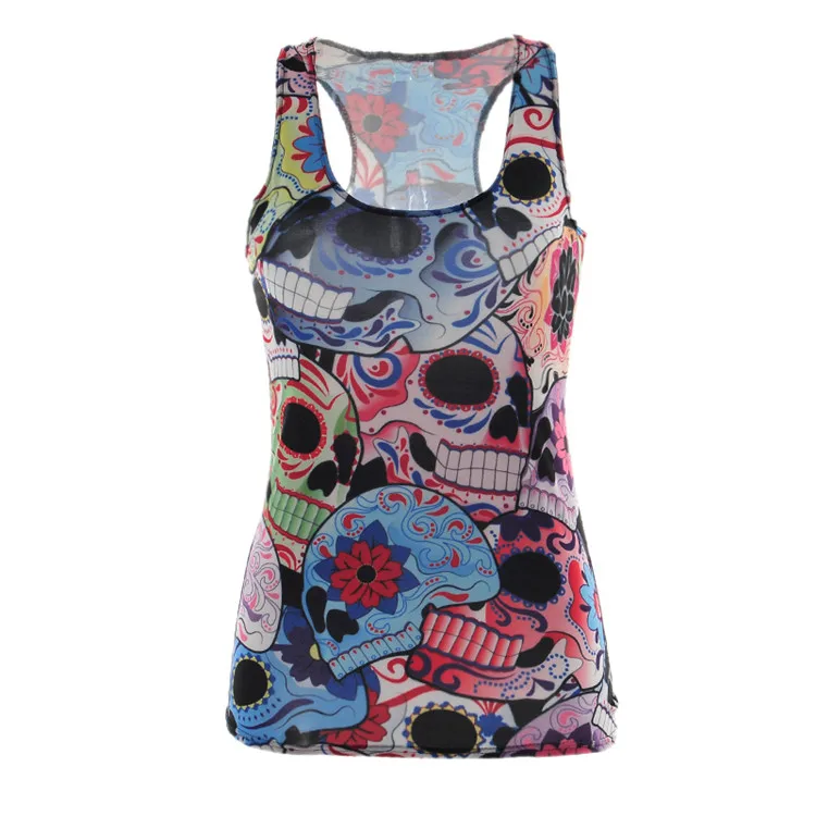 Женский топ на бретелях Galaxy vest the Skull с цифровым цветочным принтом