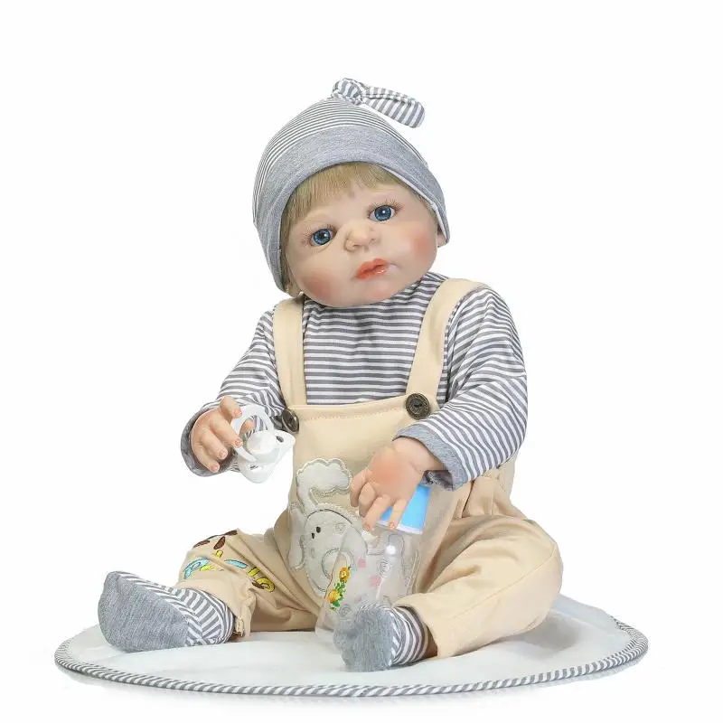 

22" Fashion girl boy doll reborn full body silicone vinyl can enter water bath doll toys gift reborn realista