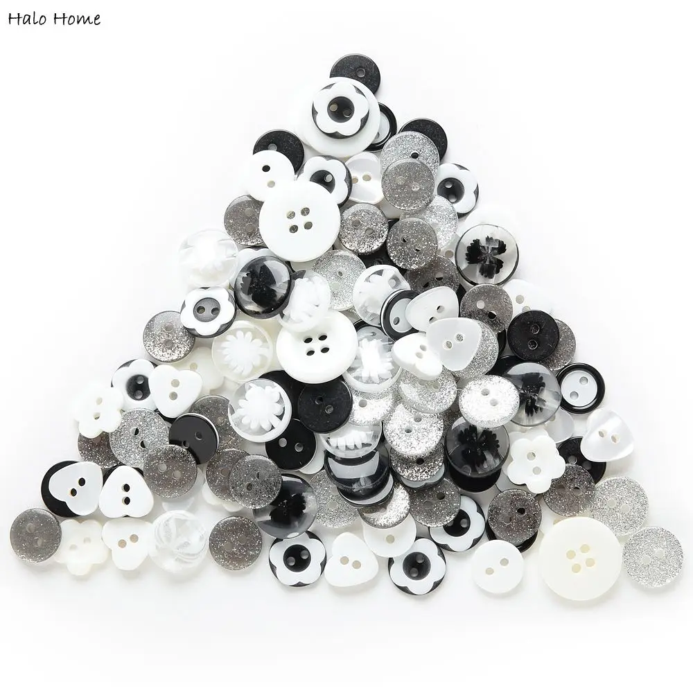 

High Quality Rich Colors Resin Mix 40 Gram Sweet Buttons Decorative Sewing Black White Scrapbook Refreshing DIY Making11-18mm