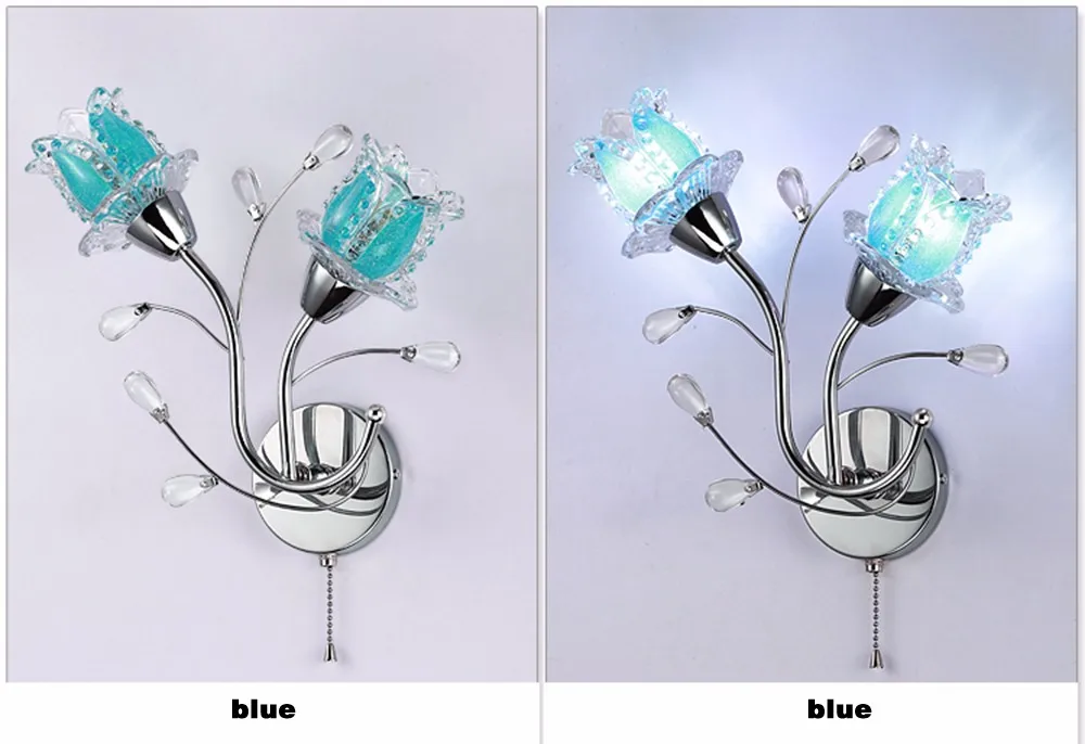 Европейский рядом ламп настенный свет хрустальной люстры гостиной свечной настенный светильник Настенный светильник Романтический настенная лампа светильник для спальни+ светодиодный 6 Вт светодиодные лампы