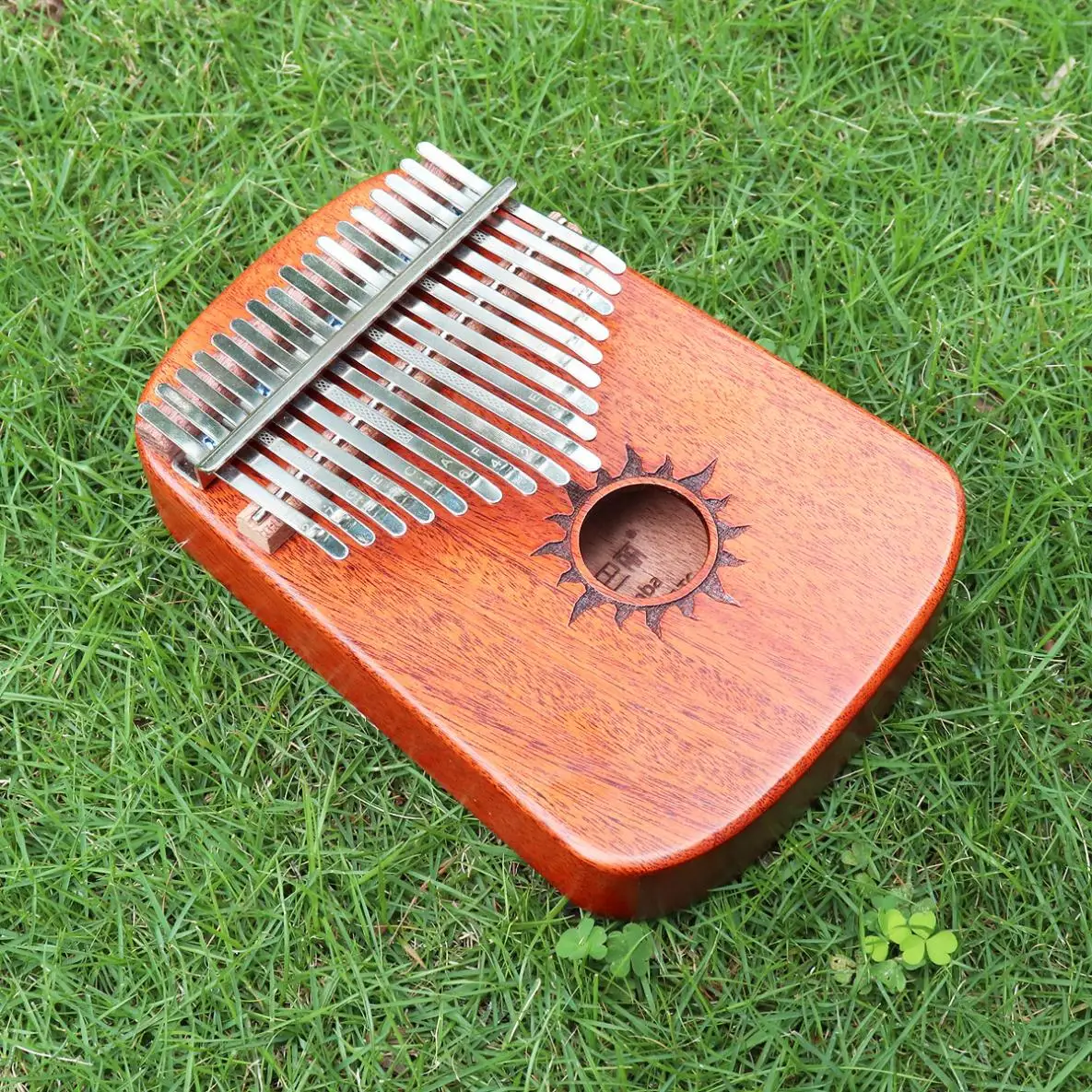 

17 Keys Thumb Piano Kalimba Whole Single Board Mahogany Sun Sound Hole Mbira with Tuning Hammer