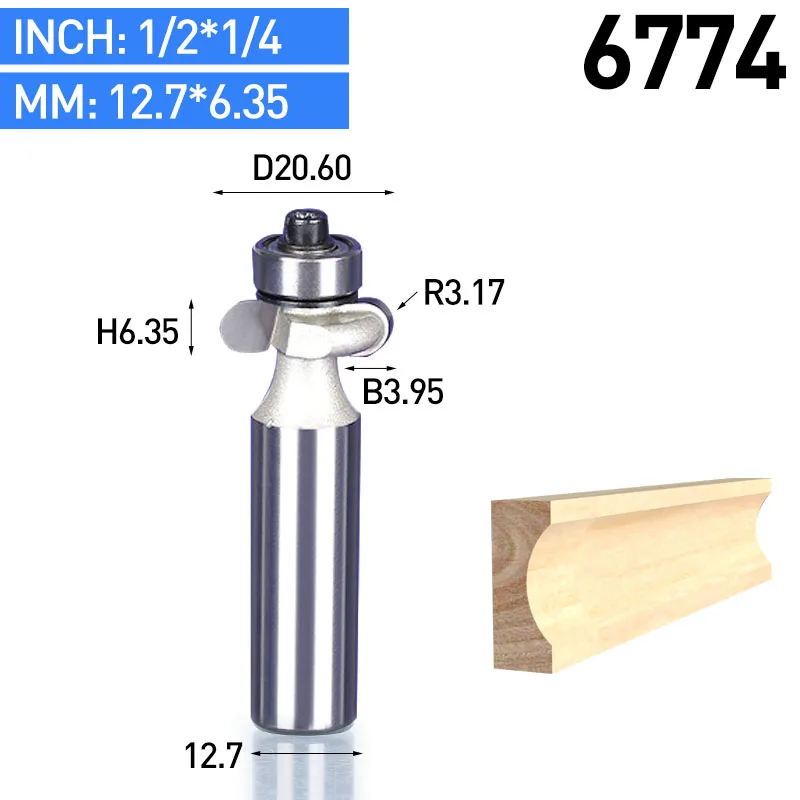 HUHAO 1 шт хвостовик 1/" 1/4" Круглый Резной бит ЧПУ Биты деревообрабатывающие круглые дуговые 3D гравировальные биты с накаткой кусачки для ногтей по дереву - Длина режущей кромки: 6774