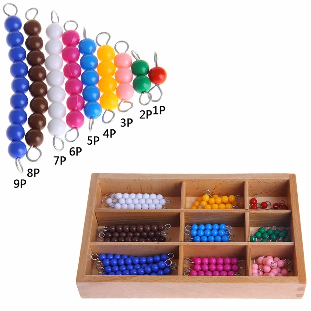 Montessori Mathematics Material 1 9 Beads Bar in Wooden Box Early