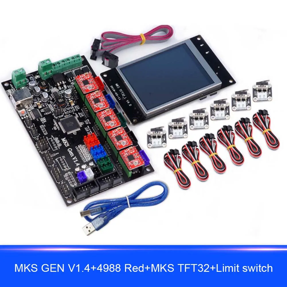 

For MKS GEN V1.4 Compatible with TFT32 Display 4988 Motor Driver with Limit Switch 3D Print Kits QJY99