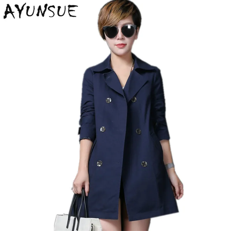De Que Tranchée Femmes Para navy Coupe Printemps 100Coton vent Khaki Fyy254 Manteau Automne Marine Plus Taille Mulheres Européenne La Femelle nw8vNPym0O