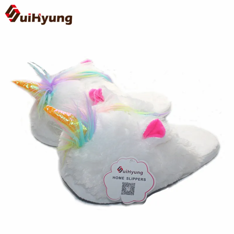 

Suihyung Women's Winter Warm Slippers Plush Unicorn Home Slippers Soft Bottom Bedroom Slides Ladies Non-slip Indoor Floor Shoes