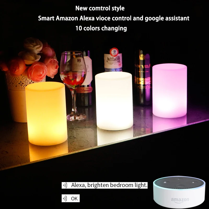 

Smartphone Wedding Night Light USB Table Lamp Echo Alexa Dot Voice Control Bedroom Bookcase Night Light For Dad Friends Gifts
