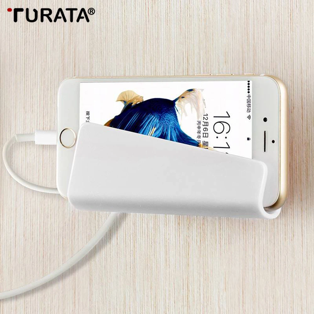 

TURATA Wall Phone Holder Socket Charging Box Bracket Stand Holder Shelf Mount Support Universal for Mobile Phone Tablet