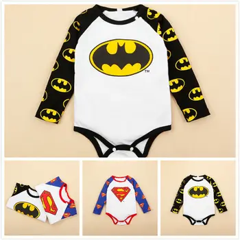 

2016 Newborn Baby Bodysuit 0-24M Infant Kids Long Sleeve Cotton Superman Batman One Pieces Playsuit Bebes Clothes