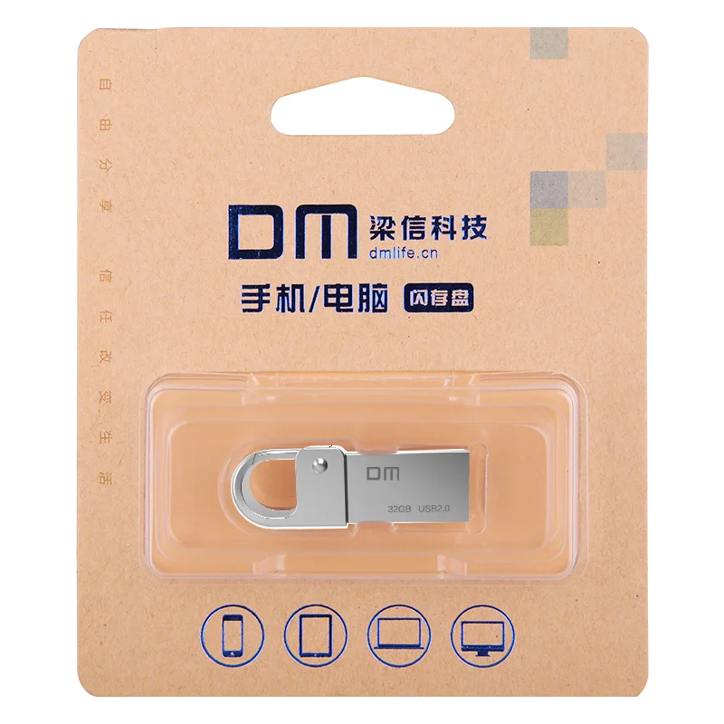 DM PD027 8 г 16 г 32 ГБ USB Flash Drive металлическая ручка привода кольцо для ключей Водонепроницаемая USB Stick флешки флэш-накопитель из металла