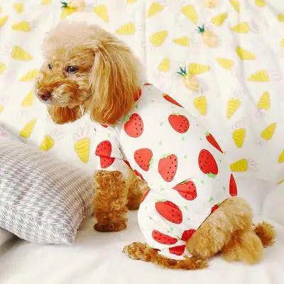 Весенне летние пижамы для собак дышащая одежда любимца Мишка Bichon комбинезон