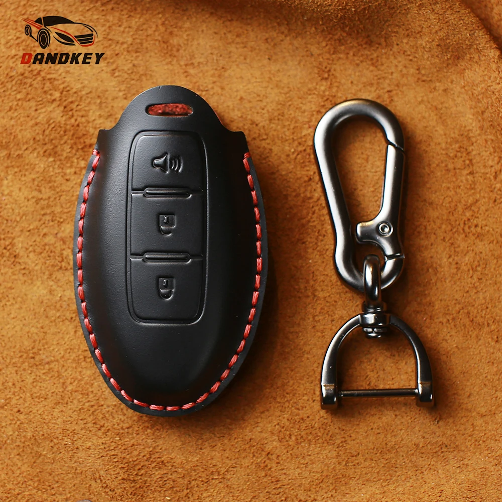 

Dandkey Leather Key Covers Case For Nissan Qashqai Pathfinder Versa Tidda Murano Rogue X-Trail Smart Car Remote Key Keychains