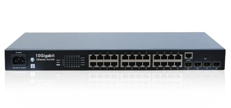 24 Port 10/100/1000Mbps Managed Switch with 4X10G SFP+, IGMP, VLAN, port mirror , dispersion managed solitons