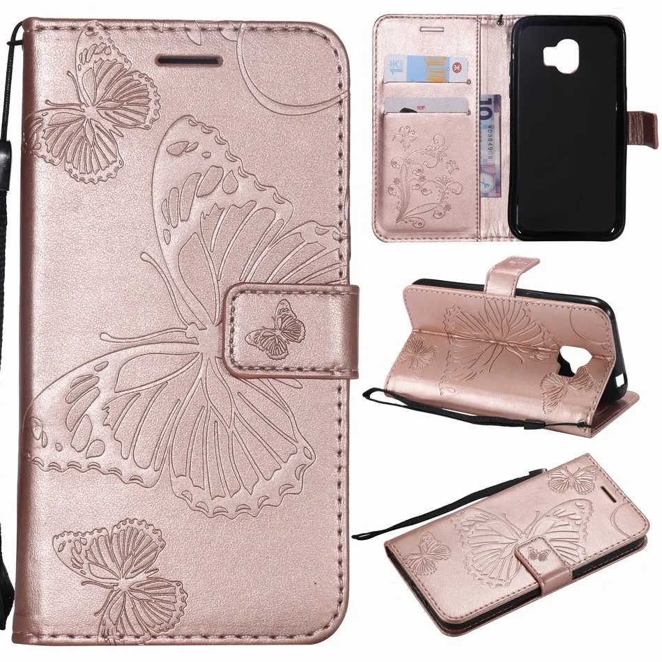 Чехол книжка с рамкой бабочкой для Samsung A3 2016 A5 2017 A6 A7 A8 Plus A9 2018 S3 S4 S5 S6 Edge S7 S8 S9 слот