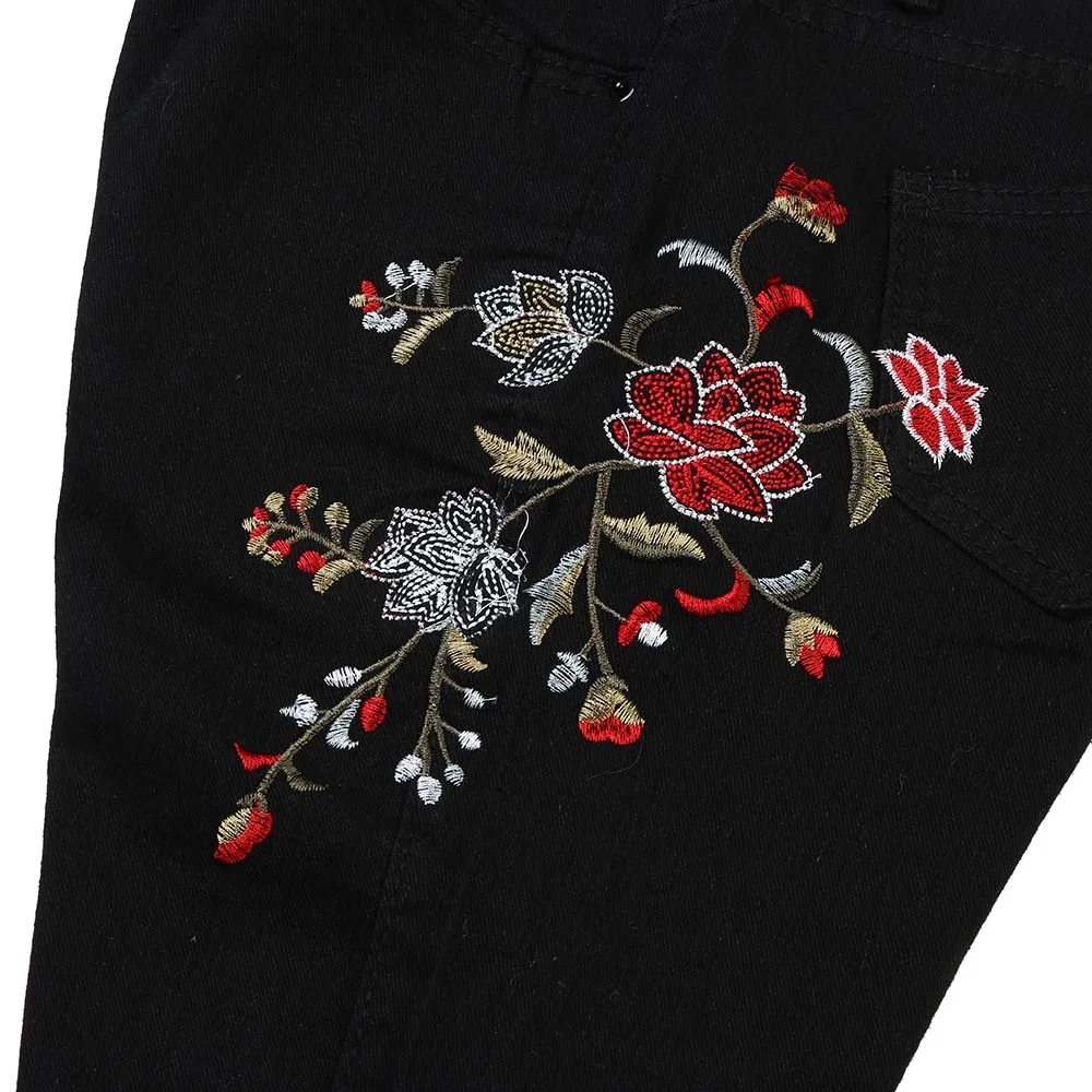 CHAMSGEND 2018 New Ladies Black Hole Embroidered Stretch Jeans Women High Waist Floral Pencil Jeans High Quality Pants Oc15 CHAMSGEND 2018 New Ladies Black Hole Embroidered Stretch Jeans Women High Waist Floral Pencil Jeans High Quality Pants Oc15