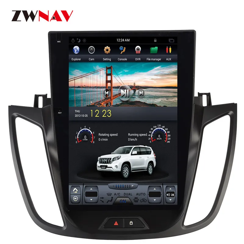 Discount ZWNVA Tesla style Screen Newest Android 7.1 Car DVD Player GPS Navigation Radio Screen For Ford Kuga/Escape 2013 2014 2015 2016 2