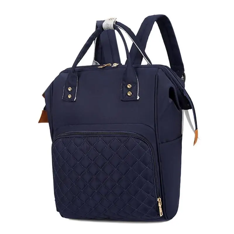 Модный Одноцветный рюкзак для мам, Большой Вместительный нейлоновый органайзер для матерей, сумки для ухода за ребенком, пеленки для кормления, рюкзак для путешествий - Цвет: Dark Blue
