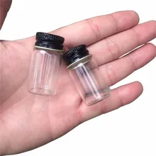 50 шт. 22x35 мм небольшие стеклянные бутылки с черной откручивающейся крышкой DIY прозрачные 6 мл пустые стеклянные бутылки контейнеры для хранения