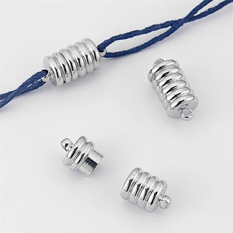5Sets Spiral Barrel Magnetic Clasp Connecter for 2mm Round Leather Bracelet