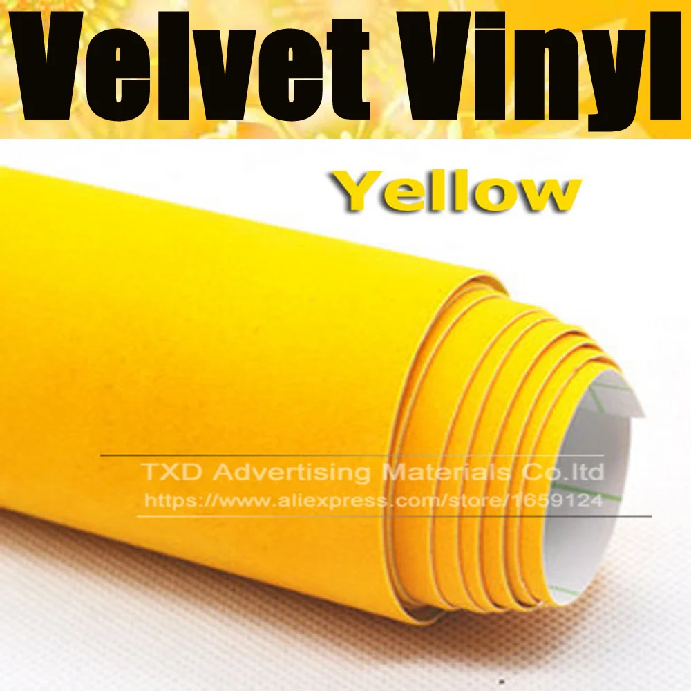 

10/20/30/40/50/60X135C Auto Yellow suede fabric for car interior use adhesive sticker car wrap velvet film by free shipping
