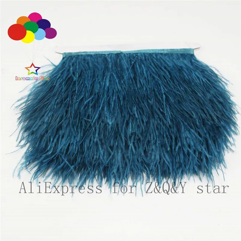 

Z&Q&Y natural beautiful ostrich hair dyed ink blue made cloth side performance clothing decoration DIY crafts feather