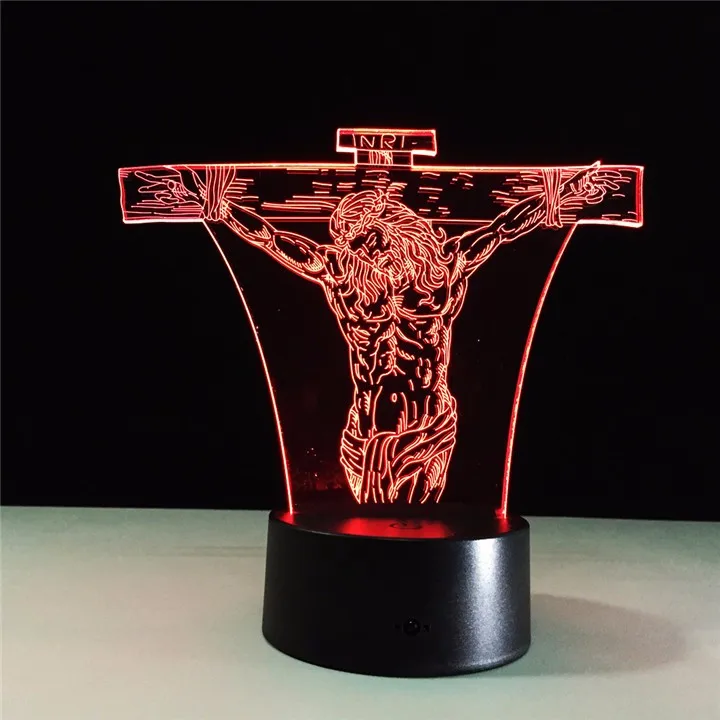 Иисуса 3D спальня огни Светодиодный Ночник USB настольные лампы Декор для дома 7 цветов подарок домашний декор клиент подарок Настольный свет
