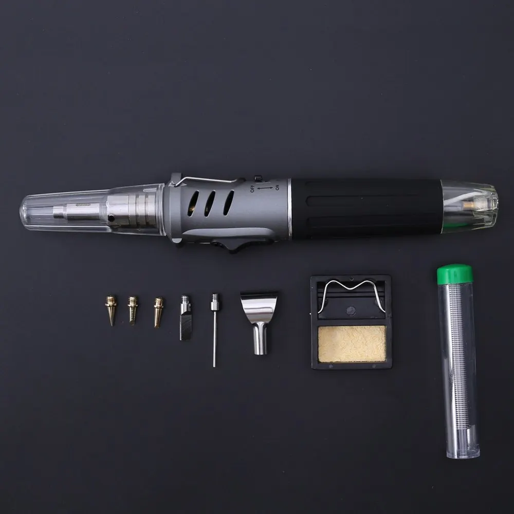 Soldering Iron Automatic Ignition Butane Cordless 10 in 1 Welding Torch Tools Kit Electric Gas Soldering Set Blow Torch Pen