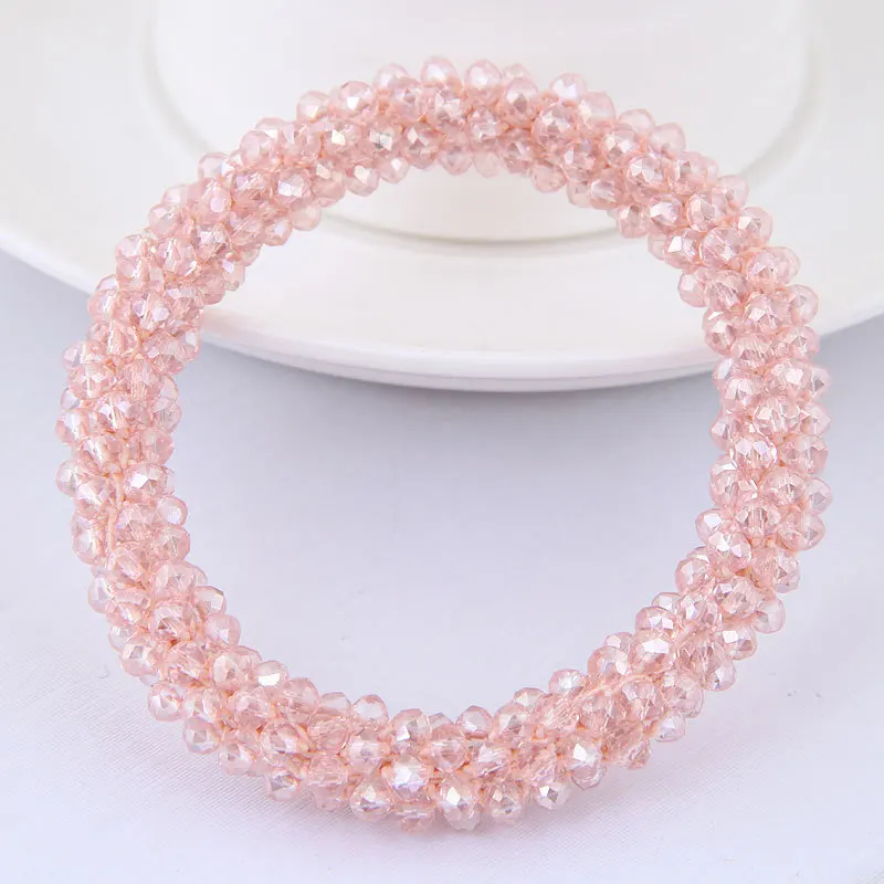 ISINYEE модные стеклянные бусины браслет Femme для женщин девочек богемные эластичные Широкие браслеты плетеный браслет плетенные украшения - Окраска металла: pink
