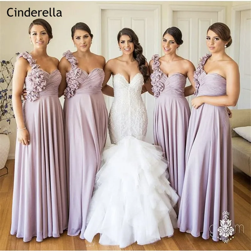 Us 87 2 20 Off Cinderella Lavender Hand Made Flower One Shoulder A Line Chiffon Bridesmaid Dresses Long Wedding Party In Us 87 2 20 Off Cinderella Lavender Hand Made Flower One Shoulder A Line Chiffon Bridesmaid Dresses Long Wedding Party In
