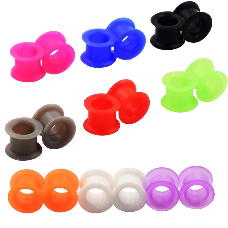 1 Pair Ear plugs High Quality piercing Thin Silicone Flexible Body