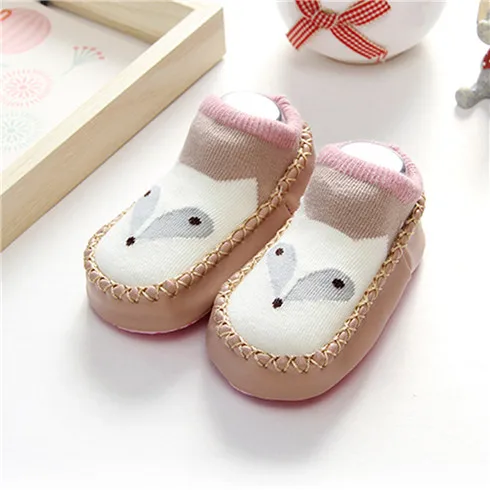 Soft Winter Warm Children Socks Newborn Baby Boy Girl Infant Baby Cotton Slippers Anti Slip Cartoon Socks Floor Kids Socks 0-12M - Цвет: Fox Beige