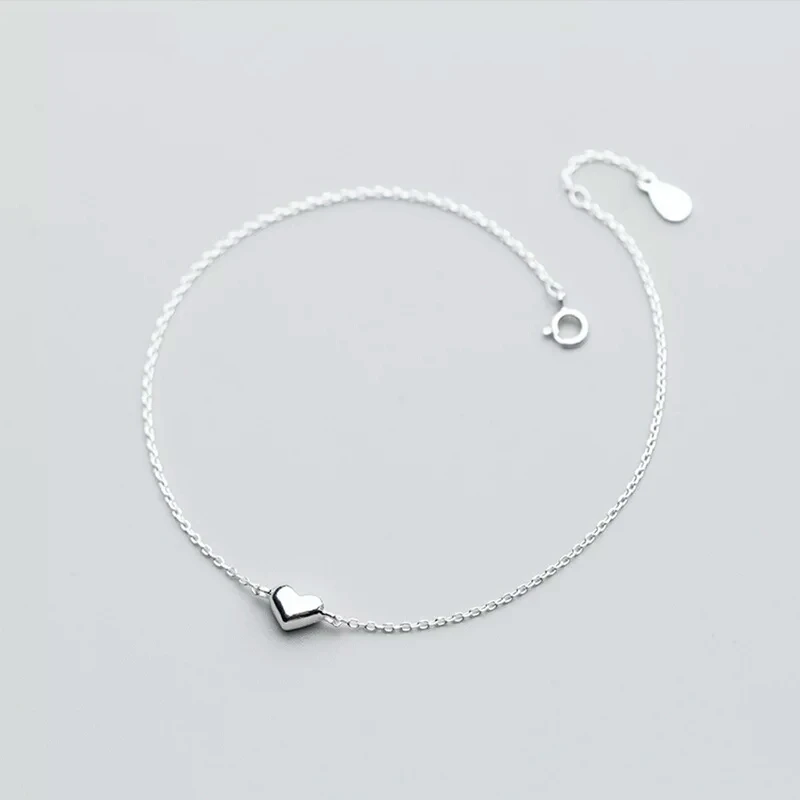 

925 Sterling Silver Romantic Small Heart Charm Anklets for Women Girl S925 Ankle Bracelet Adjustable Length Jewelry S2444