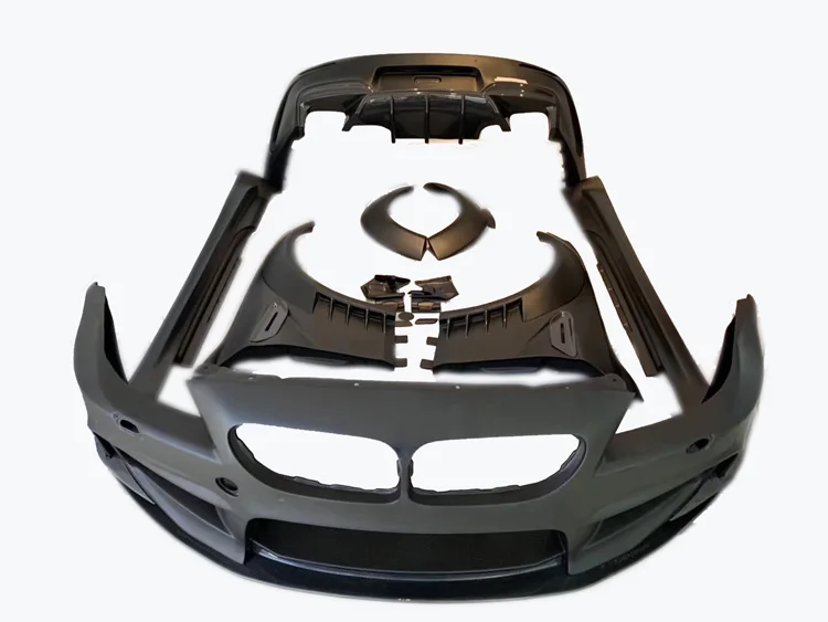 

For BMW F12 F13 6 SERIES PD style wide body kit front bumper rear bumper engine hood Half carbon +FRP matte black