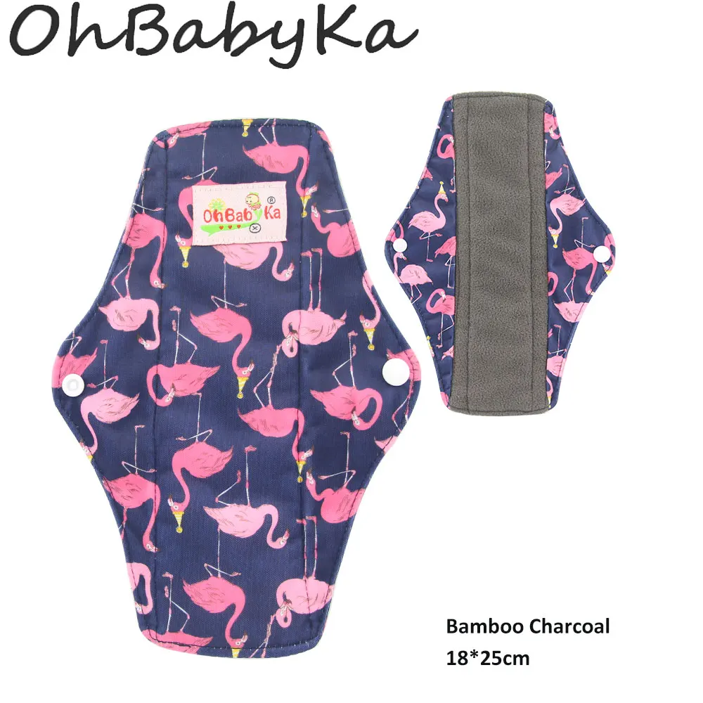

Ohbabyka Reusable Sanitary Menstrual Napkins Pads Bamboo Sanitary Pad Character Print Women Menstrual Pad for Feminine Product