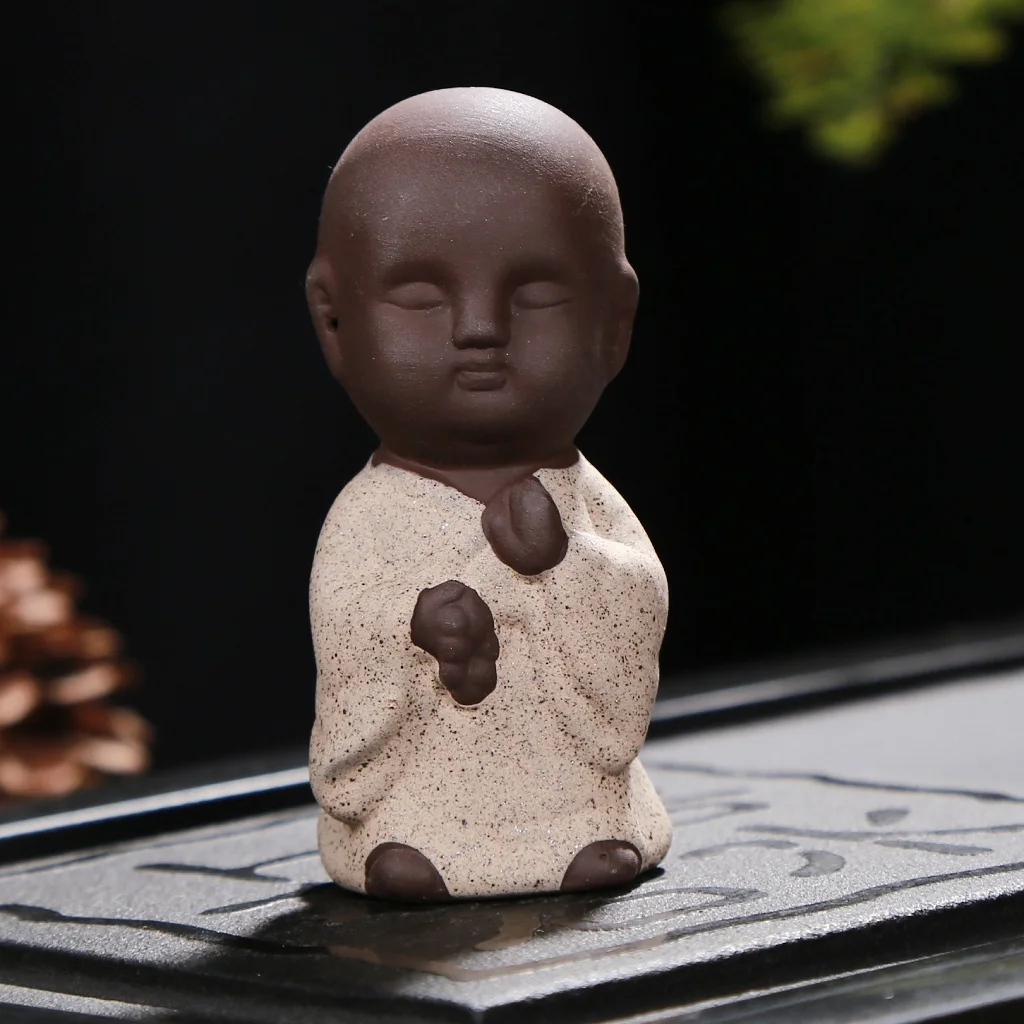 Purple Sand Little Monk Figurine Chinese Tea Pet Little Buddha Statue Tea Tray Decoration Home Tabletop Ornament