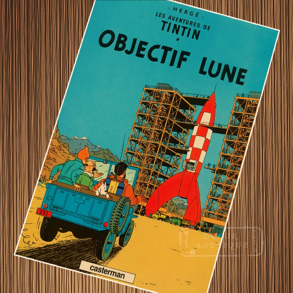 Sci-Fi космическая ракета «Приключения Тинтина» плакат Винтаж Ретро плакат холст своими руками обои плакаты домашний подарок украшение