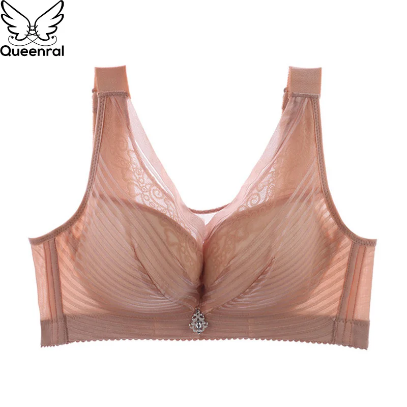 Queenral Push Up Bralette Bras For Women Underwear BH Lingerie Sexy Plus Size CDE Cup Brassiere Soft Soutien Gorge Big Size Bra