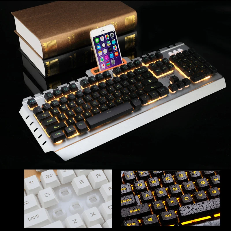 

AYANJIN Phone Holder Wired Keyboard Illuminated Backlit Gamger Gaming Keyboard For Mac Notebook Laptop Desktop PC Office Keypad