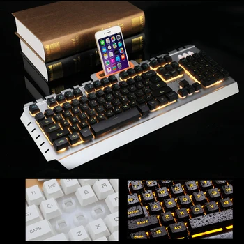 

AYANJIN Phone Holder Wired Keyboard Illuminated Backlit Gamger Gaming Keyboard For Mac Notebook Laptop Desktop PC Office Keypad